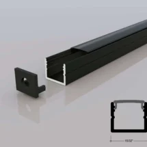 Slim LED Strip Channel – 15/32″ × 15/32″ Black